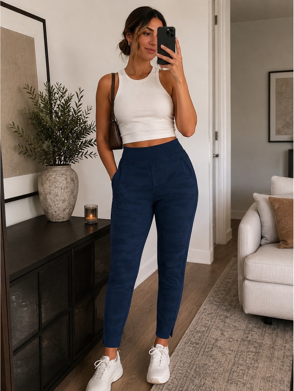 Athleta Navy Blue Camo Athletic Jogger Pants Size 2P Petite